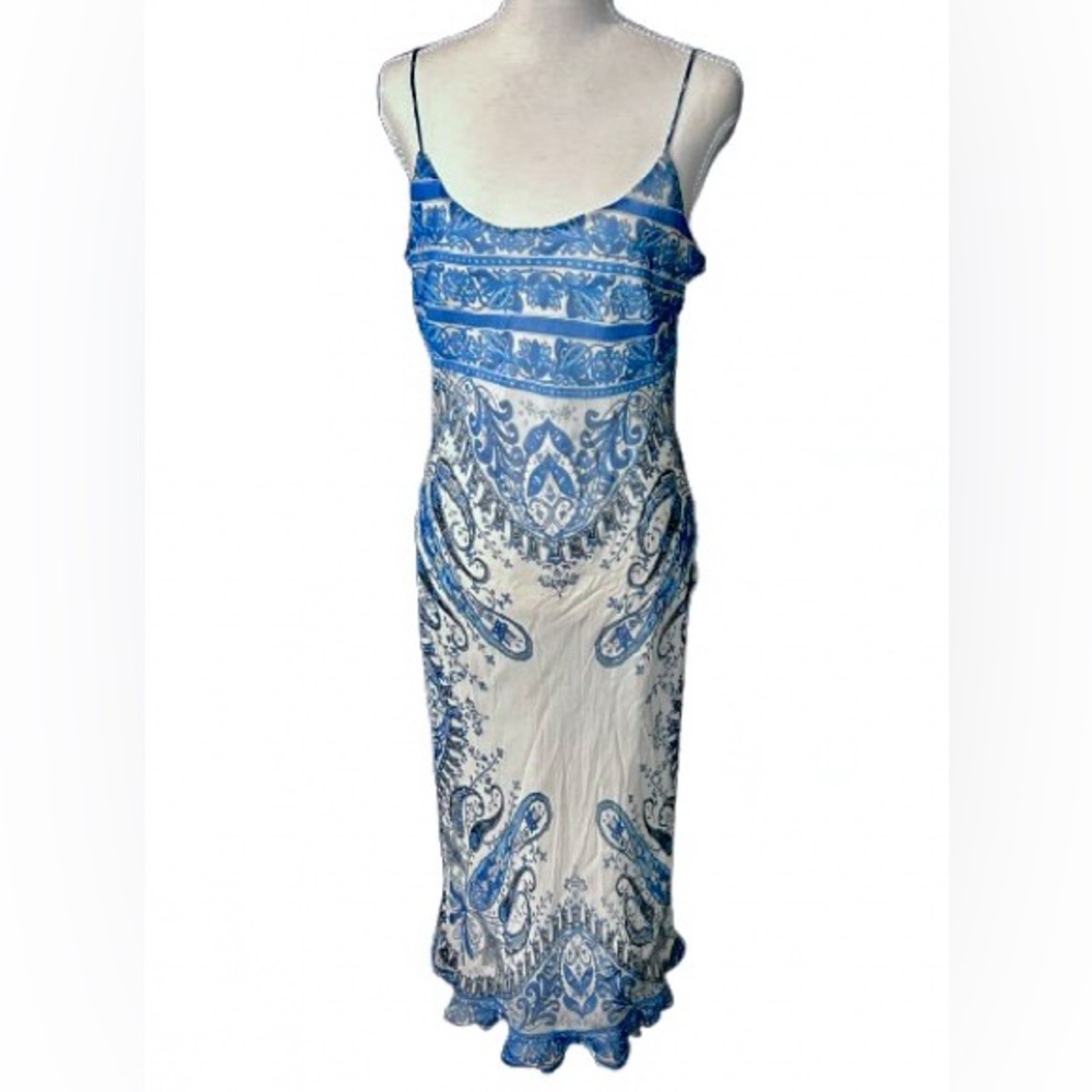 Fairy dress Ametrine Paisley Turquoise Aqua Blue Floral Fairycore Vintage Large